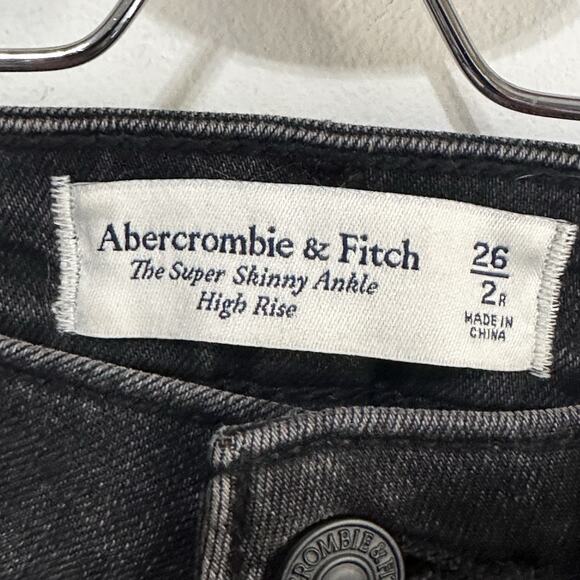 Abercrombie & Fitch Jeans 26/2 Super Skinny Ankle Jeans Black Stretch Ripped - Picture 4 of 9